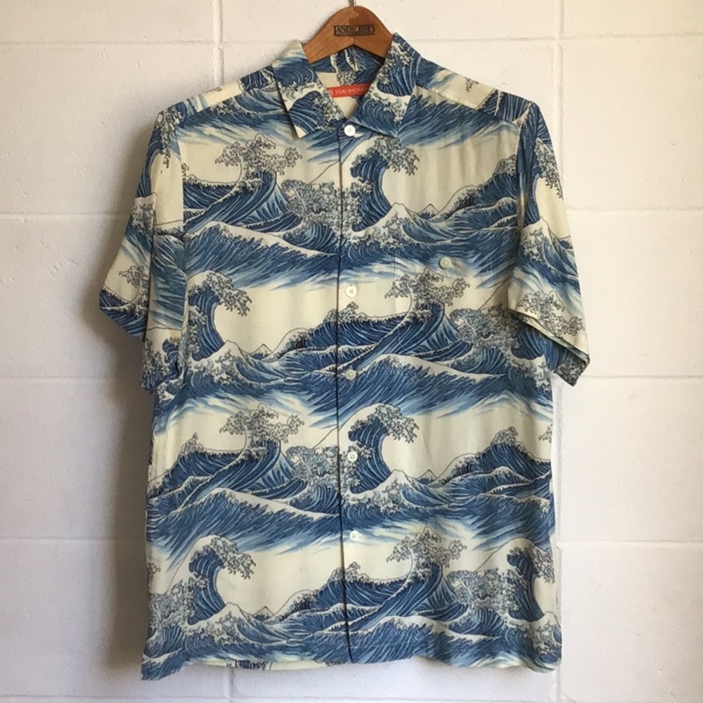 Tori Richard Blue and Cream Casual Button Down Shirt